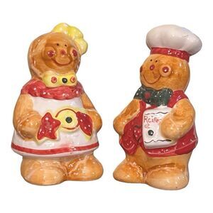 Gingerbread Man/Woman Christmas Ceramic salt and pepper set
